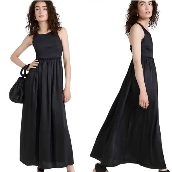 REVOLVE Munthe Villima Maxi Dress, Lightweight Charmeuse Pleated Skirt Ruffle - Picture 1 of 12